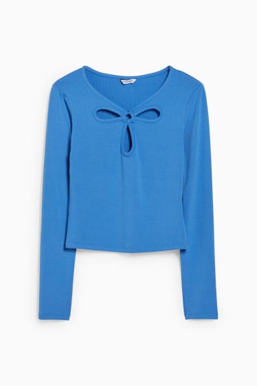 Damen - CLOCKHOUSE - Crop Langarmshirt - blau