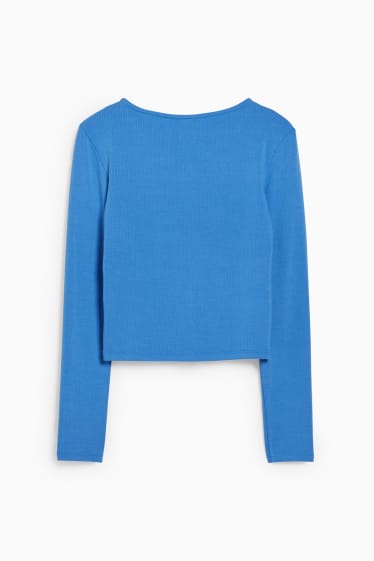 Femei - CLOCKHOUSE - tricou cu mânecă lungă crop - albastru