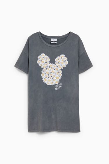 Dámské - CLOCKHOUSE - tričko - Mickey Mouse - šedá-žíhaná