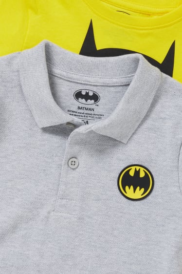 Kinderen: jongens - Set van 2 - Batman - longsleeve en poloshirt - grijs / geel