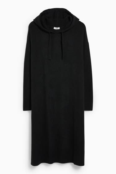 Mujer - Vestido de punto con capucha - negro