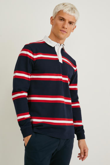 Uomo - Polo - a righe - blu scuro