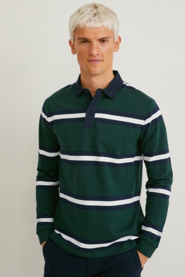 Herren - Poloshirt - gestreift - dunkelgrün
