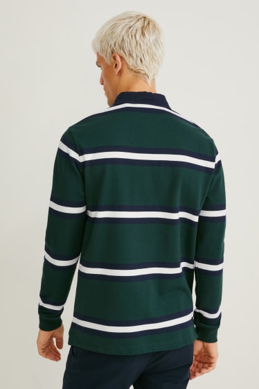Herren - Poloshirt - gestreift - dunkelgrün