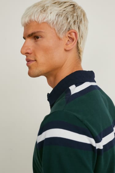 Herren - Poloshirt - gestreift - dunkelgrün