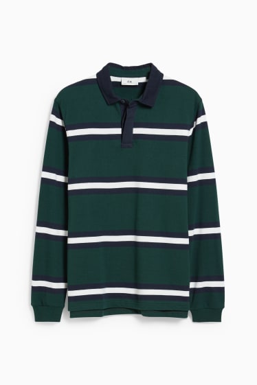 Herren - Poloshirt - gestreift - dunkelgrün