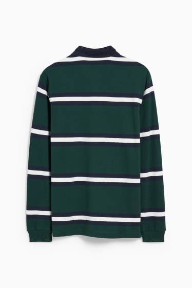 Herren - Poloshirt - gestreift - dunkelgrün