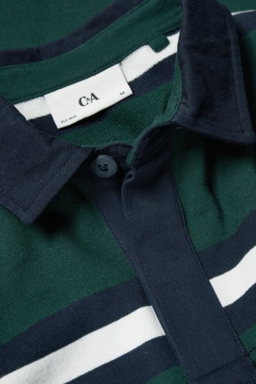 Herren - Poloshirt - gestreift - dunkelgrün
