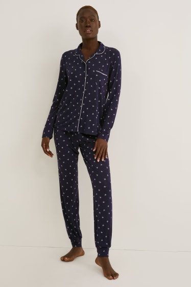Women - Pyjamas - patterned - dark blue