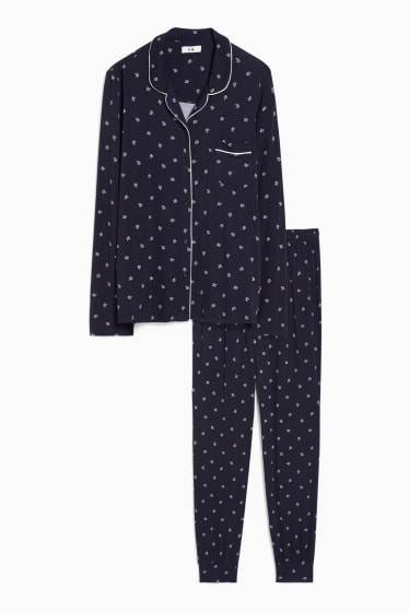 Femmes - Pyjama - avec motif - bleu foncé