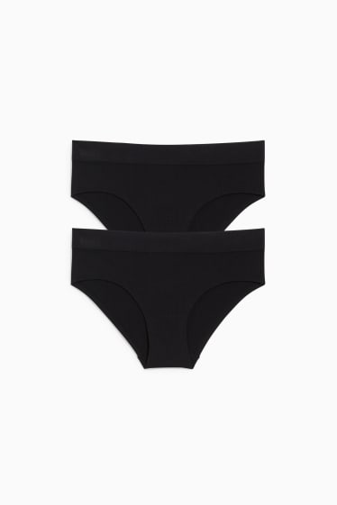 Femmes - Lot de 2 - shortys - sans coutures - noir