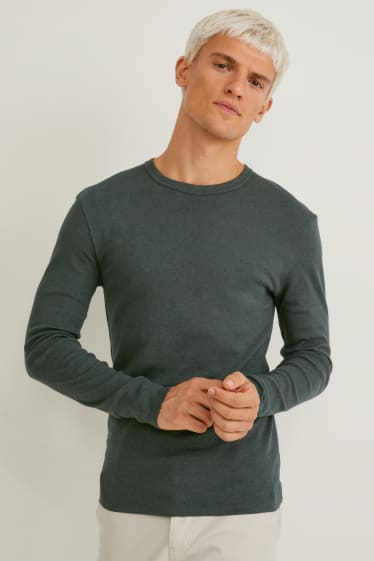 Uomo - Maglia a maniche lunghe - verde scuro