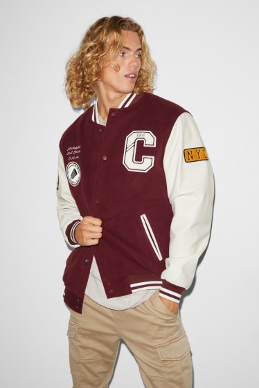 Men - CLOCKHOUSE - bomber jacket - bordeaux / white