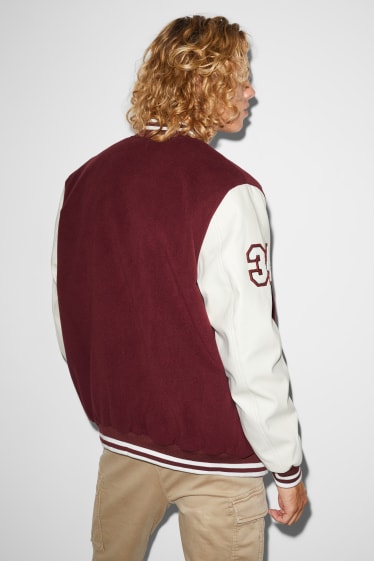 Men - CLOCKHOUSE - bomber jacket - bordeaux / white