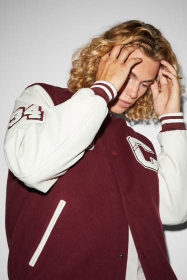 Men - CLOCKHOUSE - bomber jacket - bordeaux / white