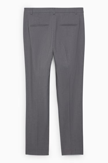Women - Business trousers - mid-rise waist - slim fit - gray-melange