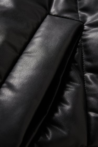 Dames - CLOCKHOUSE - gewatteerde jas - imitatieleer - zwart