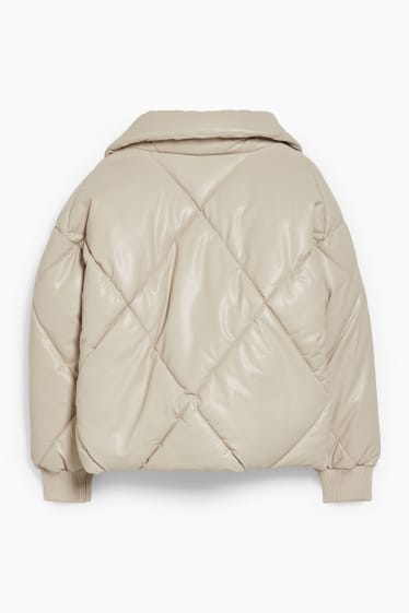 Women - CLOCKHOUSE - quilted jacket - faux leather - beige-melange