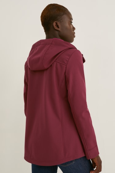Damen - Softshelljacke mit Kapuze - 4 Way Stretch - bordeaux