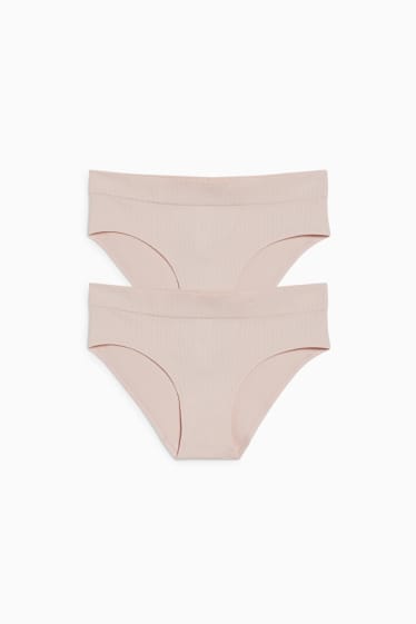 Femmes - Lot de 2 - shortys - sans coutures - rose