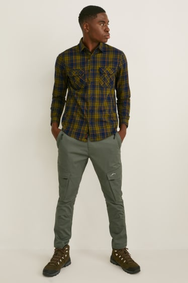 Men - Flannel shirt - regular fit - Kent collar - THERMOLITE® - check - dark green