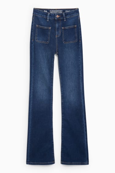 Adolescenți și tineri - CLOCKHOUSE - flared jeans - talie înaltă - denim-albastru