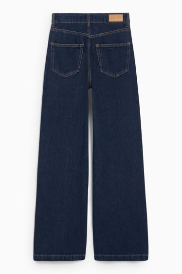 Women - CLOCKHOUSE - wide leg jeans - high waist - recycled - denim-dark blue