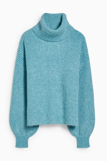 Women - CLOCKHOUSE - polo neck jumper - turquoise