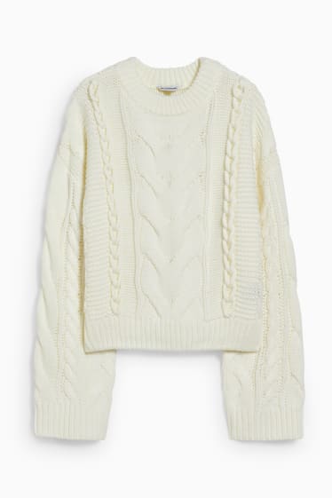 Women - CLOCKHOUSE - jumper - cable knit pattern - white