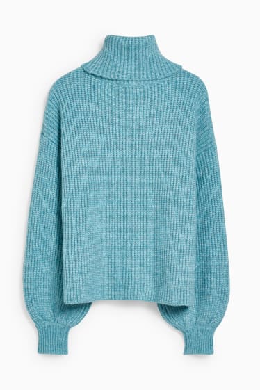 Women - CLOCKHOUSE - polo neck jumper - turquoise