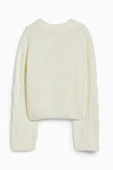Women - CLOCKHOUSE - jumper - cable knit pattern - white