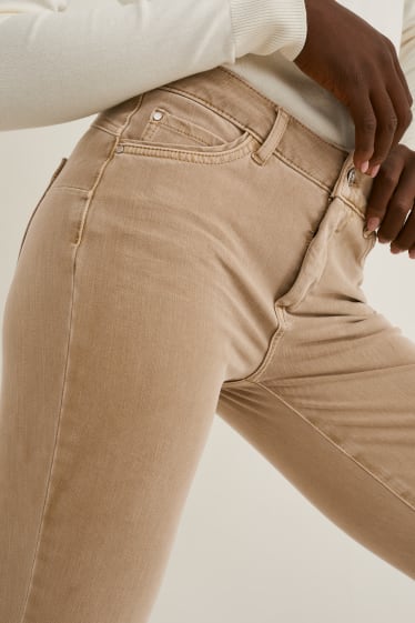 Femmes - Pantalon - slim fit - mid-waist - 4 Way Stretch - taupe