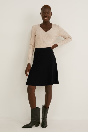 Donna - Gonna in maglia - nero