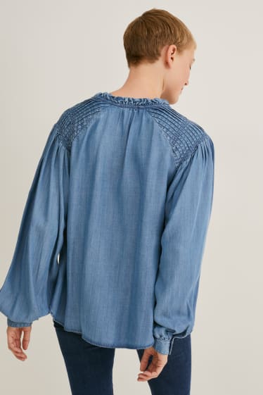 Women - Denim blouse - blue denim