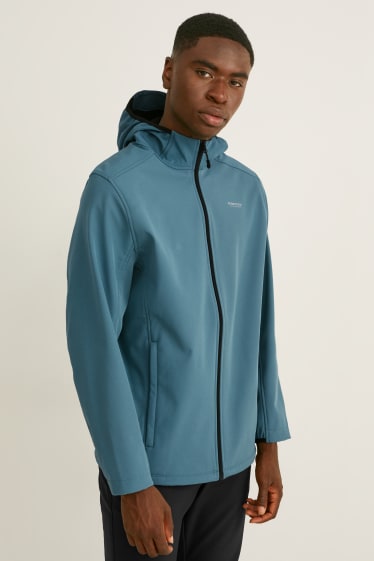 Hommes - Veste softshell à capuche - bleu pétrole