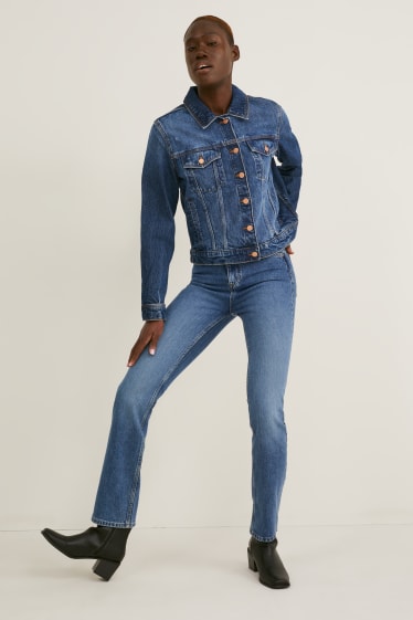 Dames - Straight jeans - high waist - jeansblauw