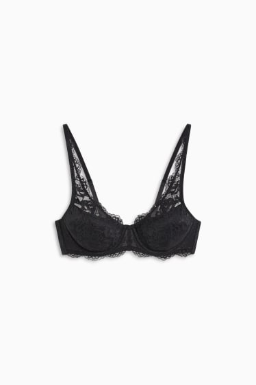 Women - Underwire bra - DEMI - padded - black