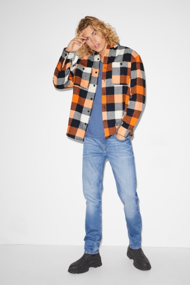 Uomo - CLOCKHOUSE - camicia - relaxed fit - colletto all'italiana - a quadretti - arancione / blu scuro