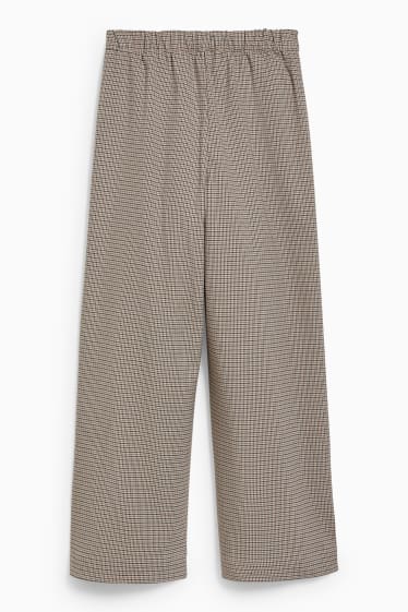 Kinder - Stoffhose - kariert - schwarz / beige