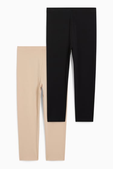 Women - Multipack of 2 - capri leggings - LYCRA® - black / beige