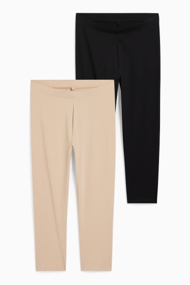 Femmes - Lot de 2 - leggings corsaire - LYCRA® - noir / beige