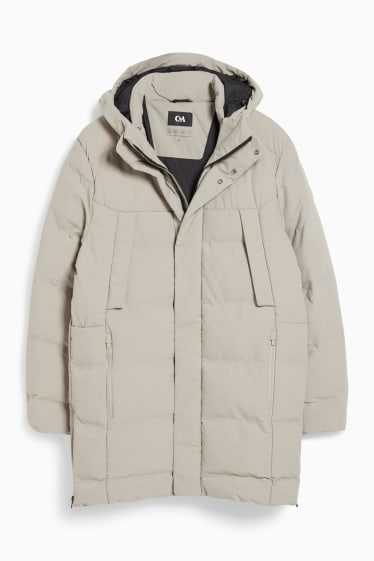 Men - Quilted jacket with hood - gray