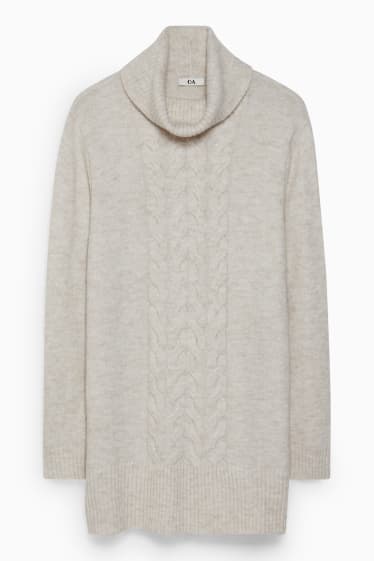 Women - Polo neck jumper - beige-melange