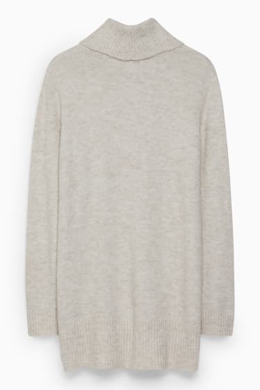 Women - Polo neck jumper - beige-melange