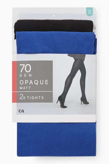 Femmes - Lot de 2 - collants fins - 70 DEN - bleu / noir