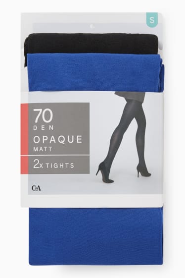 Femmes - Lot de 2 - collants fins - 70 DEN - bleu  / noir