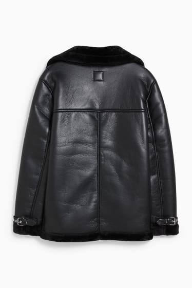 Dames - CLOCKHOUSE - bikerjack - imitatieleer - zwart