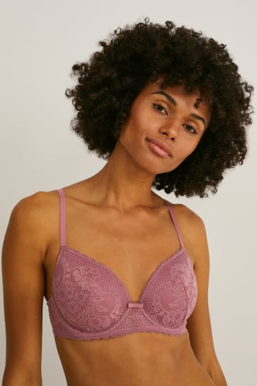 Women - Underwire bra - PLUNGE - padded - dark rose