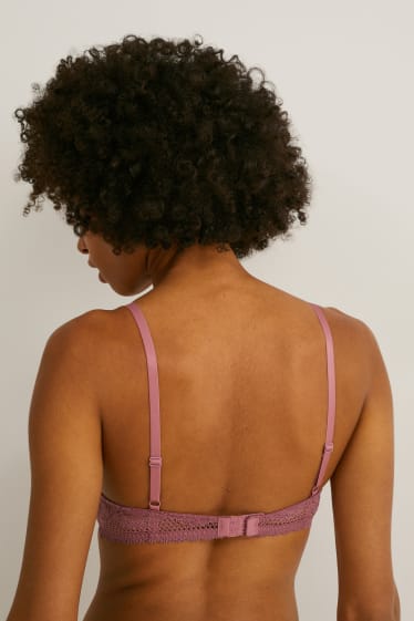 Dames - BH met beugels - PLUNGE - voorgevormd - donker rose
