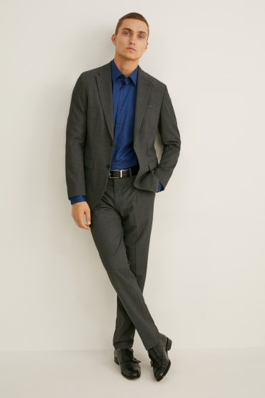 Uomo - Camicia business - regular fit - colletto all'italiana - maniche ultracorte - blu scuro